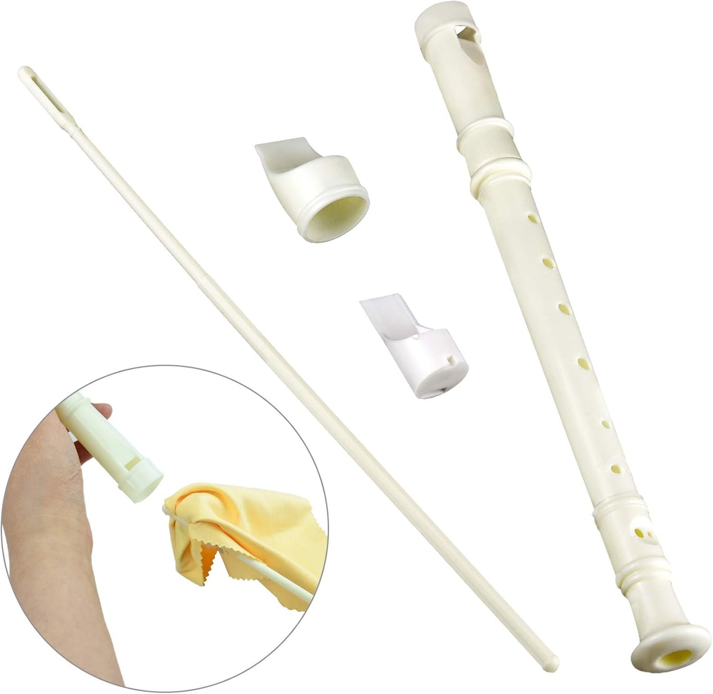 12 Pack 8 Hole Soprano Recorders Descant Flute With Cleaning Rod German Style for Beginner Graduation or Back to School Gift (white)