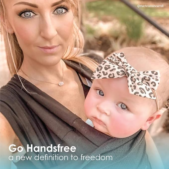 Breeze Baby K'tan Baby Carrier, #1 Easy Pre-Wrapped Baby Sling Gift | Breathable 100% Cotton Mesh | Hands Free Wrap for Infants | No Rings Or Buckles | Black | Medium