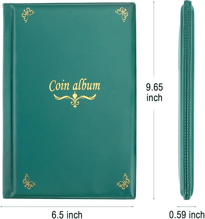 150 Pockets Coin Album, Penny Collecting Book, Souvenir Coins Collection Holder, Ideal for Pressed Pennies Passport, Hobby Coin Collector, Money Specie Display Storage Case (English, Green)
