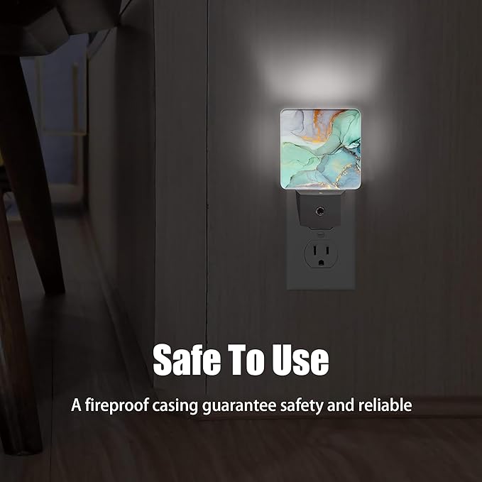 Green Marble Dusk to Dawn Night Light, Auto Sensor Lamp Home Indoor Stairway Kitchen Corridor, Night Lights Plug into Wall Decor, Boys Girls Women Men Room Gifts