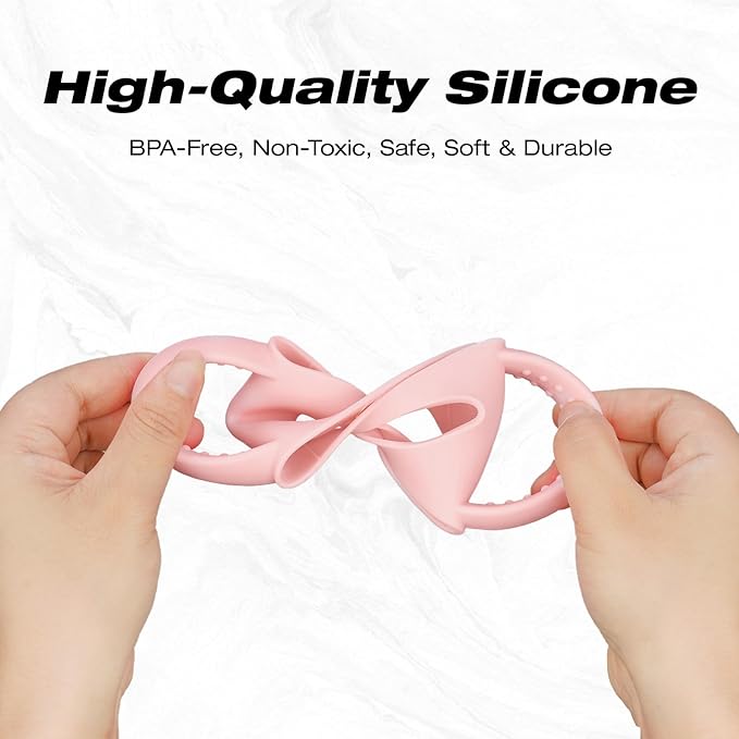 NiHome Tumbler Grip Compatible with 14oz Stanley Quencher, Fit for 12 15oz Zak Owala kids Cups Accessories Handle, Silicone Dual-Handle Tumbler Handles for Home Travel Outdoors Daily Use (2PCS,Pink)