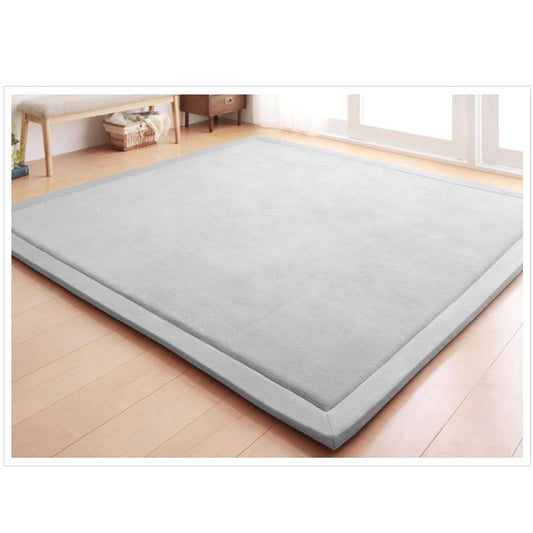 Loartee Nursery Rug Coral Velvet Crawling Rugs Mat Area Rugs Play Crawling Mat(6'8"x9'8", Gray) for Toddler Children Play Mat Yoga Mat Exercise Pads Carpet