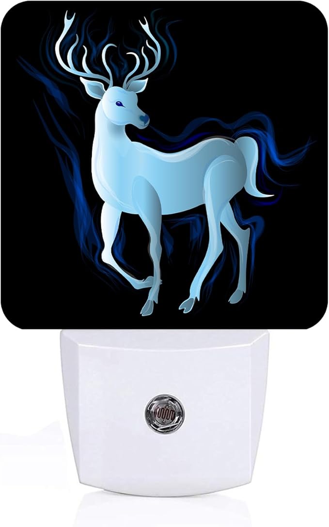 Blue Deer Night Light,Plug Into Wall Decor for Stairway,Hallway,Kitchen,Dusk to Dawn Sensor Nightlights for Boys/Girls/Women/Men Room Gifts