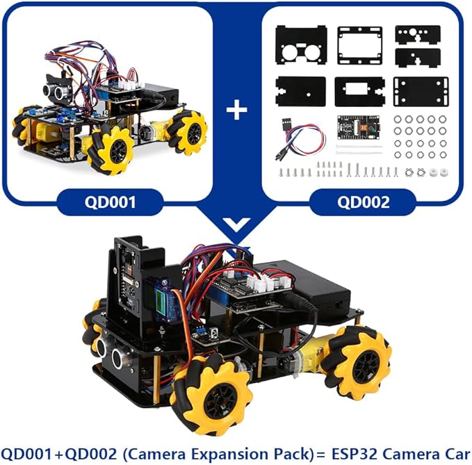 ACEBOTT 3MP Camera Expansion Pack Smart Car Starter Kit, Robotics Kit for Kids Ages 8-12 12-16, STEM Toys Coding Robot Kit for Teens & Adults(QD002)