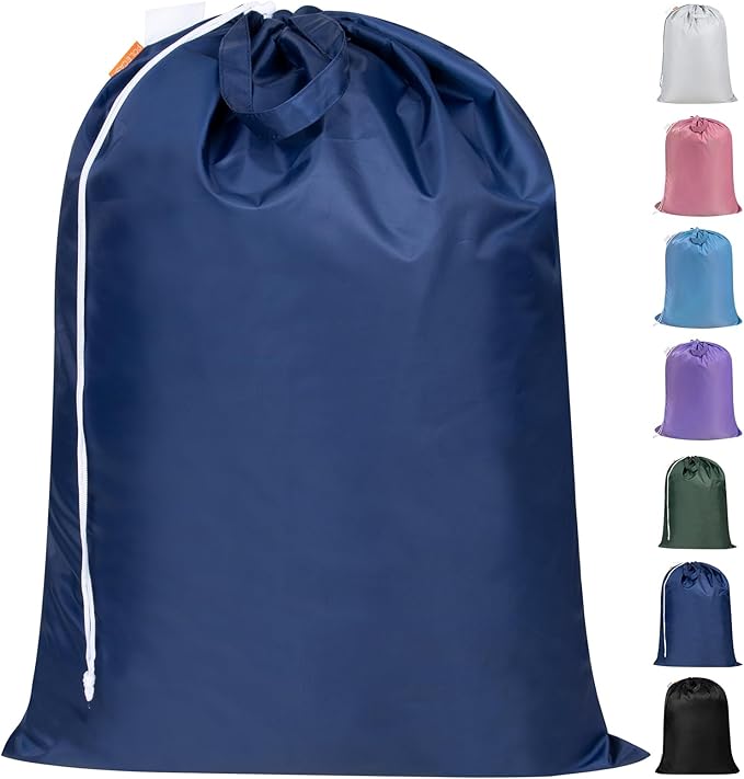 Polecasa Heavy Duty Large Laundry Bag with 130gsm Tear Resistant Fabric and Handles, Easy to Carry Durable Dirty Clothes Drawstring Bag, Perfect for College Dorm, Travel, 28”x36”, Navy