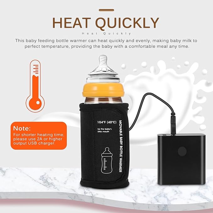 Portable Bottle Warmer for Travel, Car Baby Bottle Warmer USB Powered Portable Travel Bottle Warmer for Breastmilk Constant Temperature Feeding Bottle Portable Baby Bottle Warmer Insulation