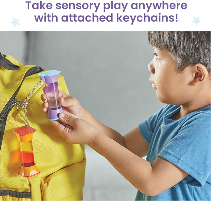 hand2mind Soothing Swirlers Sensory Tubes, Mini Fidget Keychains, Anxiety Relief Items, Calming Toys for Kids, Calm Down Corner Supplies, Quiet Fidgets for Classroom, Toddler Car Toys for Travel