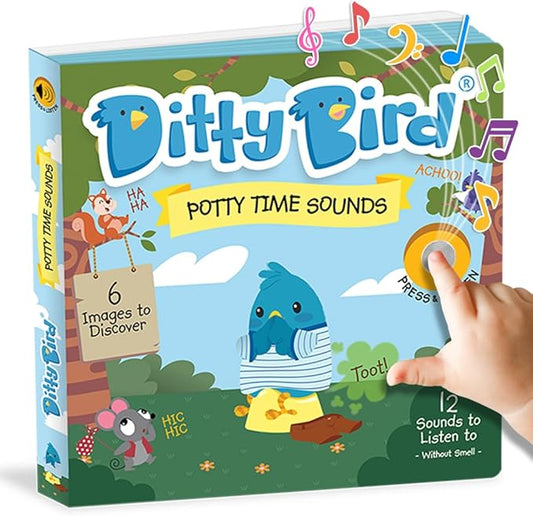 DITTY BIRD Board Books for Toddlers 1-3 | Potty Time Sound Book |Toilet Training Nursery Rhyme Toys | Interactive Toddler Books for 1 Year Old to 3 Year Olds | Baby Sound Books with 12 Sounds