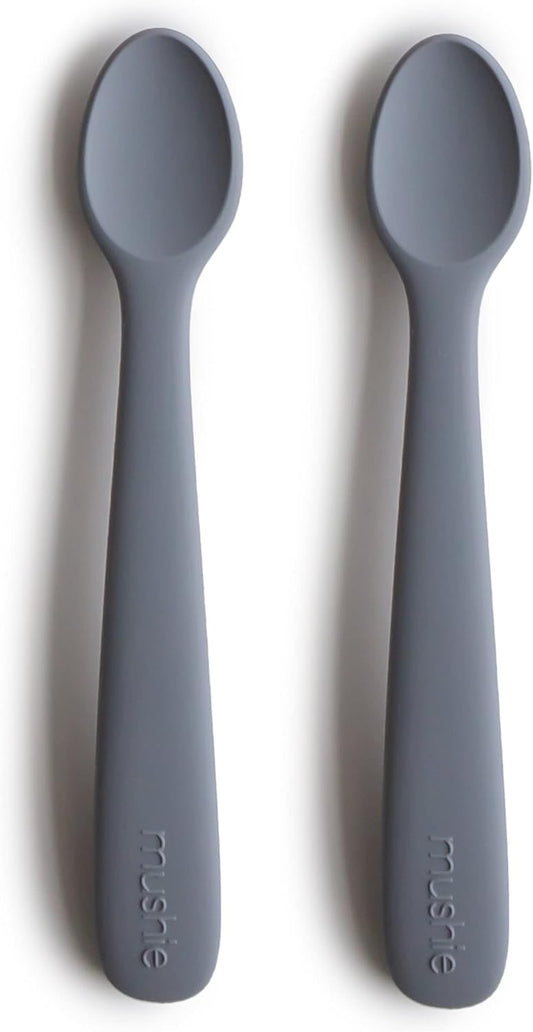 mushie Silicone Baby Feeding Spoons | 2 Pack (Tradewinds)