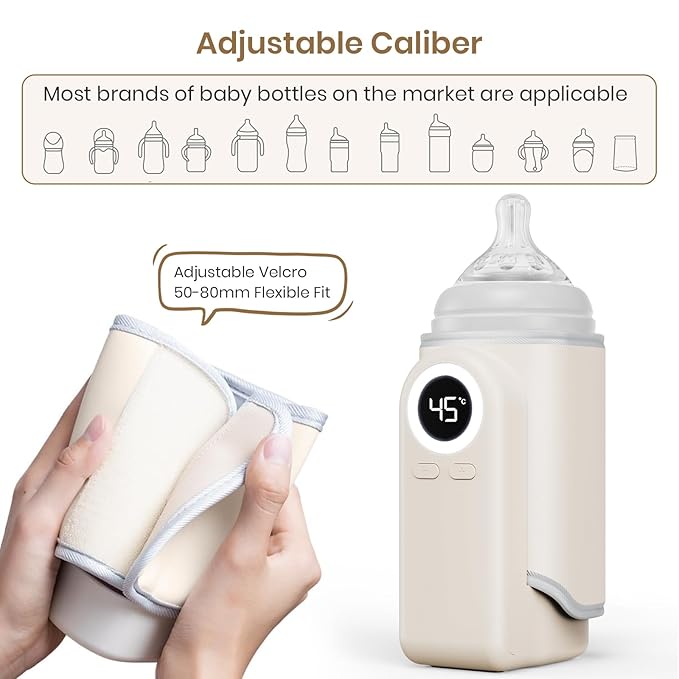 Portable Bottle Warmer for Travel, Precise Temperature Milk Warmer, 10000mAh Long Battery Life USB-C Fast Charging for Breast Milk/Formula Milk Warming, Fit Car, Airplane & On The Go Bottle Warmer