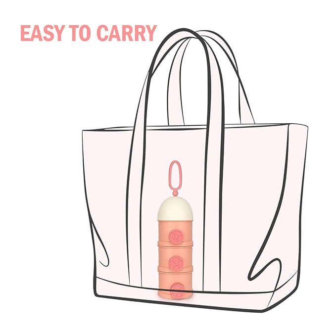 Accmor Formula Dispenser On The Go, 3 Layers Stackable Formula Container to Go, Non-Spill Portable Milk Powder Baby & Kids Snack Container, Pink