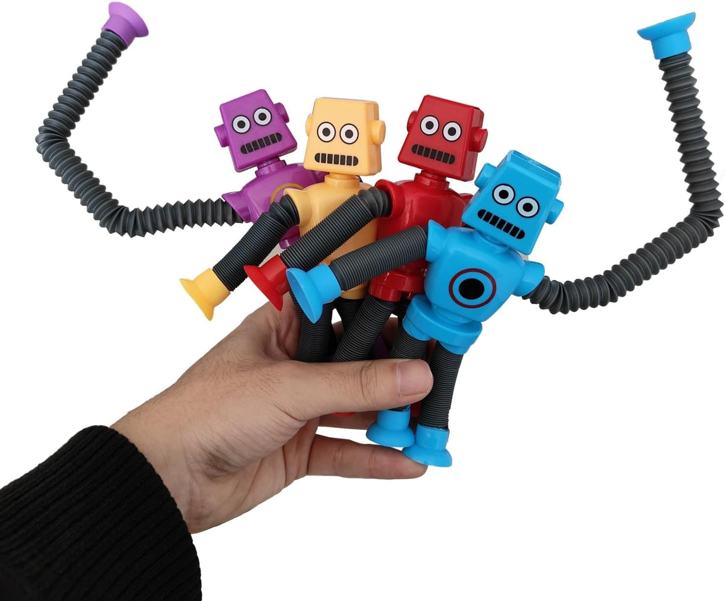 5Pcs Suction Cup pop Tube Robot Toys, Fidget Toys for Kids Girls,Toddler Toys Age 1-2-4,Kids Toys,Sensory Toys for Kids 5-7,Suction Cup pop Tube Toys (5 Pack Robot)