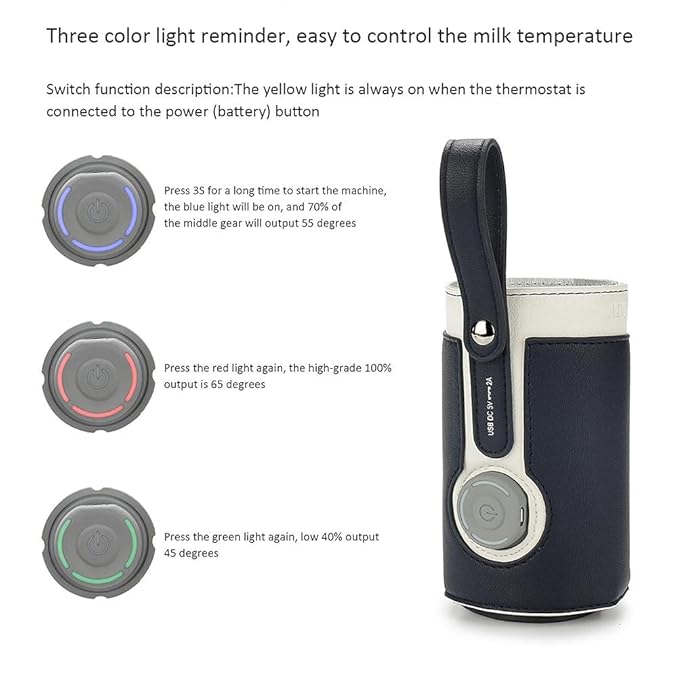 GOTOTOP Bottle Warmer Bag Portable Baby Bottle Warmer Leather Three Gears Adjustable Heated Bottle Bag Car Portable Thermostat Heating Cup Cover (c)