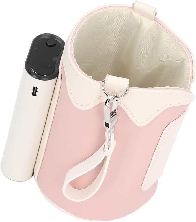 ANGGREK Milk Warmer Cover, Portable Bottle Warmer Digital Display 21 Gears Temp Adjustable Rechargeable for Home (Pink)