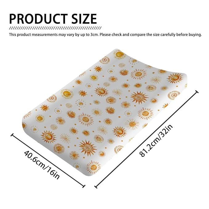 Watercolor Suns Totem Changing Pad Covers Boho Sunshine Diaper Changing Table Sheets for Girl Boy Golden Suns Soft Breathable Stretchy Snug Fitted Baby Changing Pad Table Mats 32''x16''