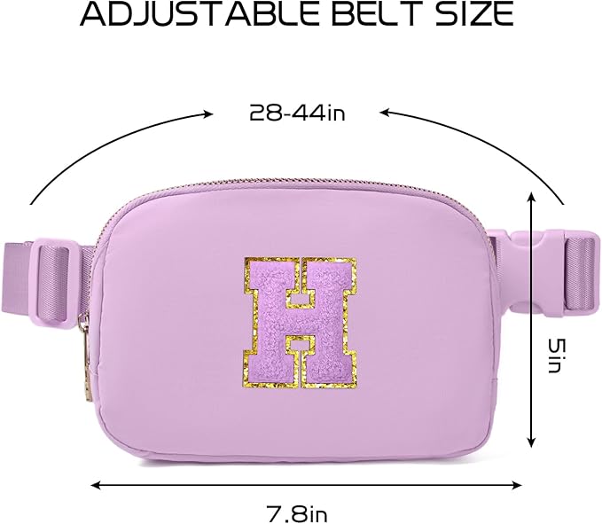 Gitus Gifts for 8 9 10 11 12 Year Old Girls Belt Bag Fanny Pack Crossbody Bags with Initial Letter Patch Cute Stuff Birthday Gifts for Teen Girls Women Personalized Trend Stuff (Lavender-H)
