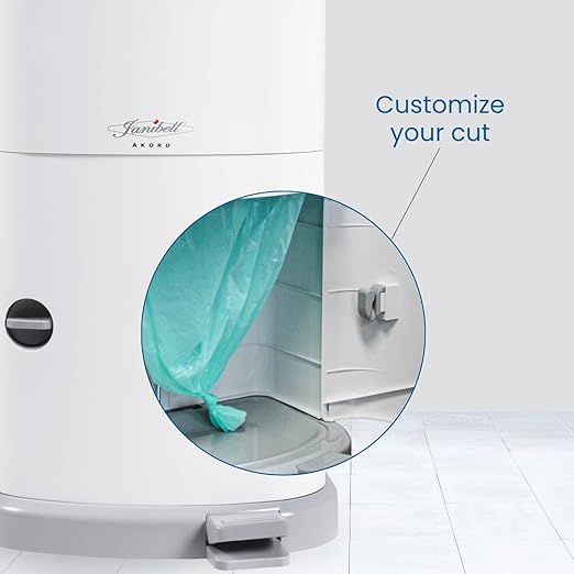 Janibell Akord Slim Adult Diaper Disposal System 7 Gallon Odor Locking Double-Sealed Adult Diaper Pail with Hands-Free Foot Pedal, Holds 22 Large Briefs, Continuous Liner, Durable ABS Resin