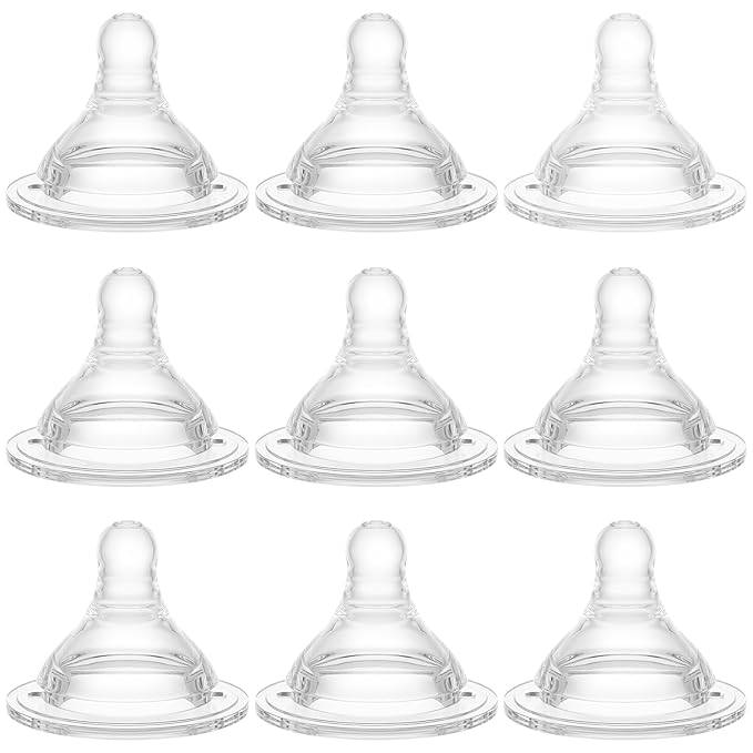 Bottle Nipples Medium-Fast Nipple Level 3, 6m+, Compatible with Wide-Neck Baby Bottle, 9 Count