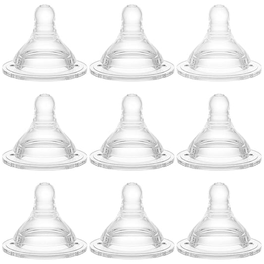 Bottle Nipples Medium-Fast Nipple Level 3, 6m+, Compatible with Wide-Neck Baby Bottle, 9 Count