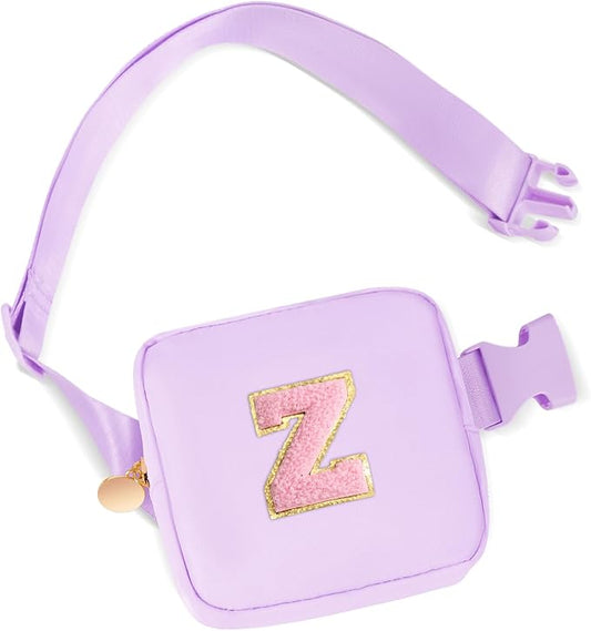 Mini Belt Bag Fanny Pack with Initials Letter Patch Small Crossbody Bags Cute Stuff Birthday Gifts for Teenager Girls Trendy Stuff for Teens - Z,Lavender