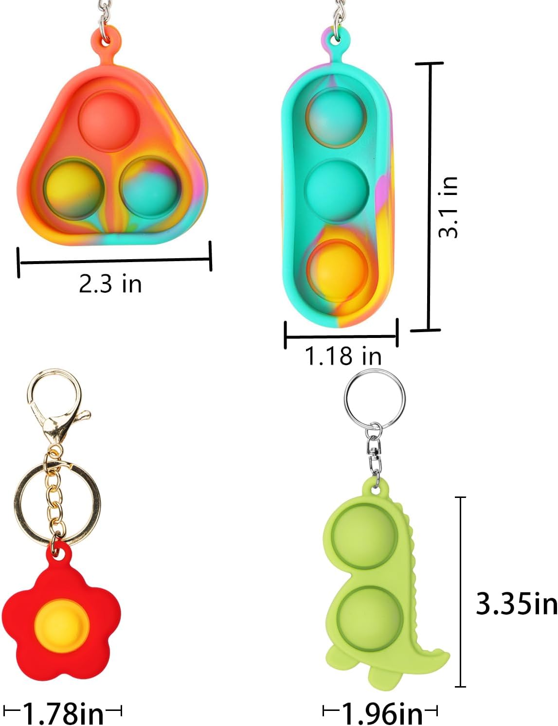 Simple Fidget Pop Toys - Portable, Calming Sensory Hand Toys for Fun & Stress Relief - Soft & Flexible Silicone Materials Keychain - Durable Poppers for Kids & Adults