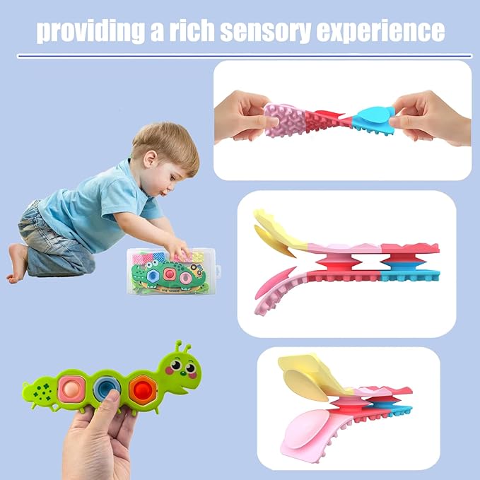 7Pcs Fidget Popper Sensory Toys for Airplane Travel, Montessori Toy, Sensory Toys for Kids with Autism, Pop Fidget Toy Classroom Gifts Stocking Stuffer for Travel Toy for Toddlers 1-3 Years Old