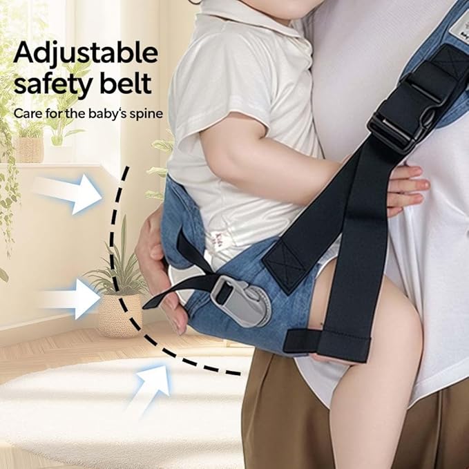 Baby Sling Carrier with Hip Seat - Breathable & Adjustable, Anti-Slip Design for Infants 0-36 Months, ASTM Certified, Ergonomic Hands-Free Carrier Carrying 8-35lbs (Blue)