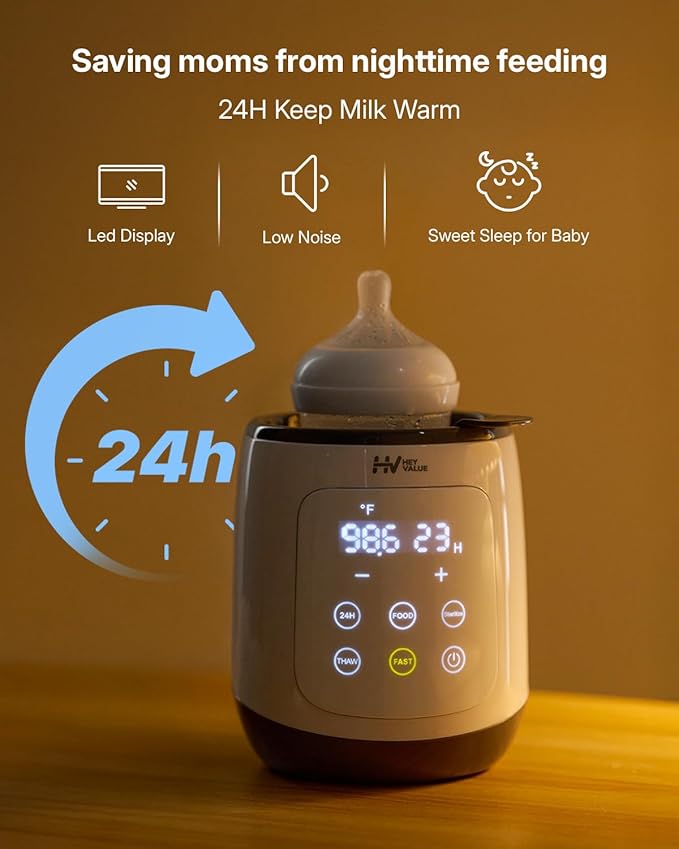 HEYVALUE Bottle Warmer, 10-in-1 Fast Baby Bottle Warmer for Breastmilk, BPA-Free Milk Warmer with IMD LED Display, Smart Temperature Control, Thaw, Keep Warm, Steaming, Food Heating, Timer