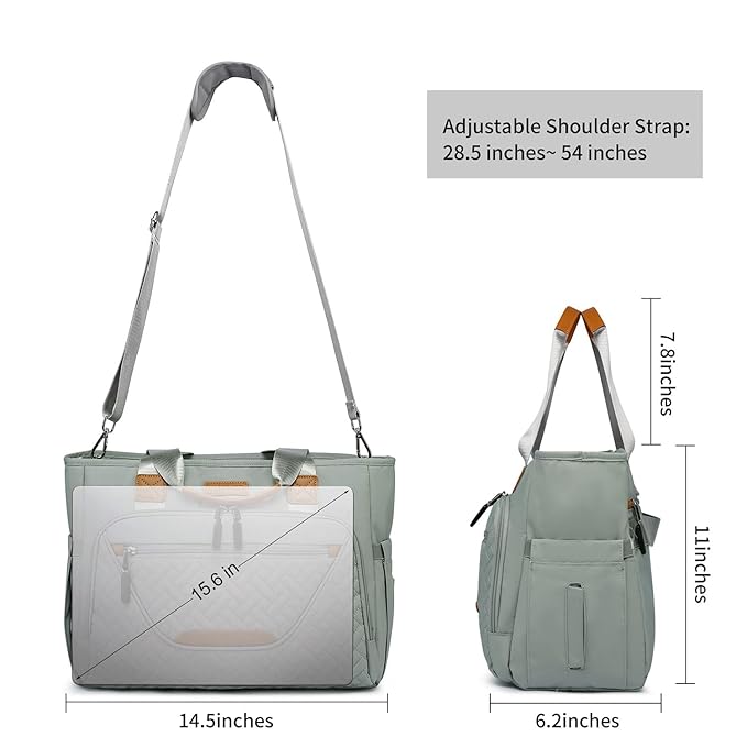 Diaper Bag Tote, Large Tote Diaper Bag with 16" Laptop Compartment, Baby Bag with Insulated Pocket for Mam and Dad, Ideal for Travel, Work (Morandi Grey)