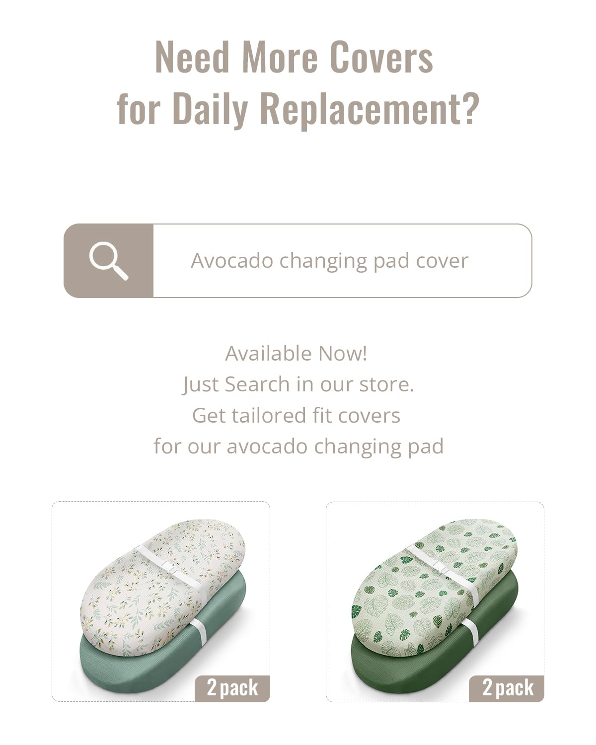 Blissful Diary Muslin Baby Changing Pad with Waterproof Lining Foam, Diaper Changing Table Pad with Cover for Dressers (Dusty Pink, Avocado)