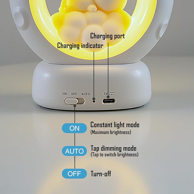 Moon and Cat Rechargeable Night Light, Safe PVC and ABS Material, 3 Brightness Levels, Tap Control, Warm Light, Toddler Sleeping Lamp, Bedroom Night Lamp, Gift for Baby and Kid (Moon and Cat)