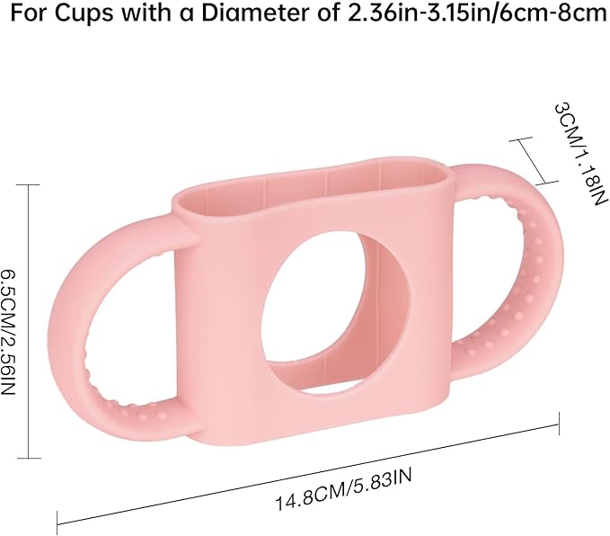 NiHome Tumbler Grip Compatible with 14oz Stanley Quencher, Fit for 12 15oz Zak Owala kids Cups Accessories Handle, Silicone Dual-Handle Tumbler Handles for Home Travel Outdoors Daily Use (2PCS,Pink)