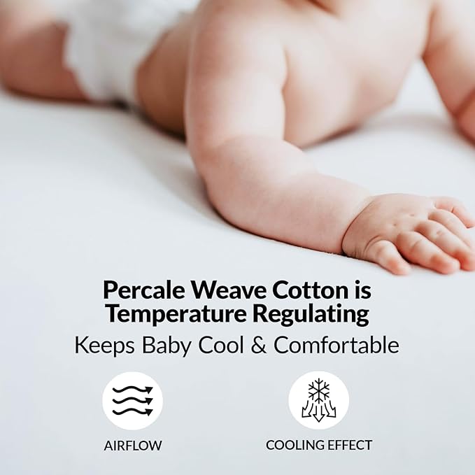 100% Organic Cotton Crib Sheets (3-Pack) - GOTS Certified - Breathable Organic Crib Sheets - Double-Elastic for Secure Fit, Extra Protection for Your Baby - Gender-Neutral Sheet (28"x55")/ 140 x 70cm