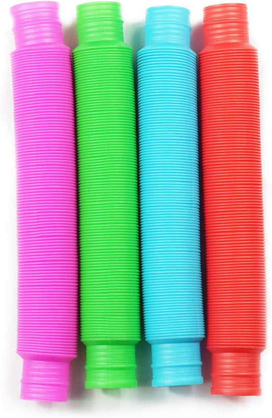 Pop Tubes Sensory Toys, Fidget Toys for Kids and Adults, Pop Multi-Color Tubes Sensory Toy (4 Pack)