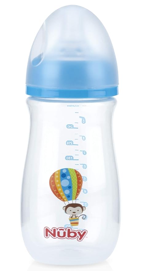 Nuby Tritan Wide Neck Non-Drip Bottles with Anti-Colic Air System: 9oz./ 270 Ml, 3 Pack, 3M+, Multi