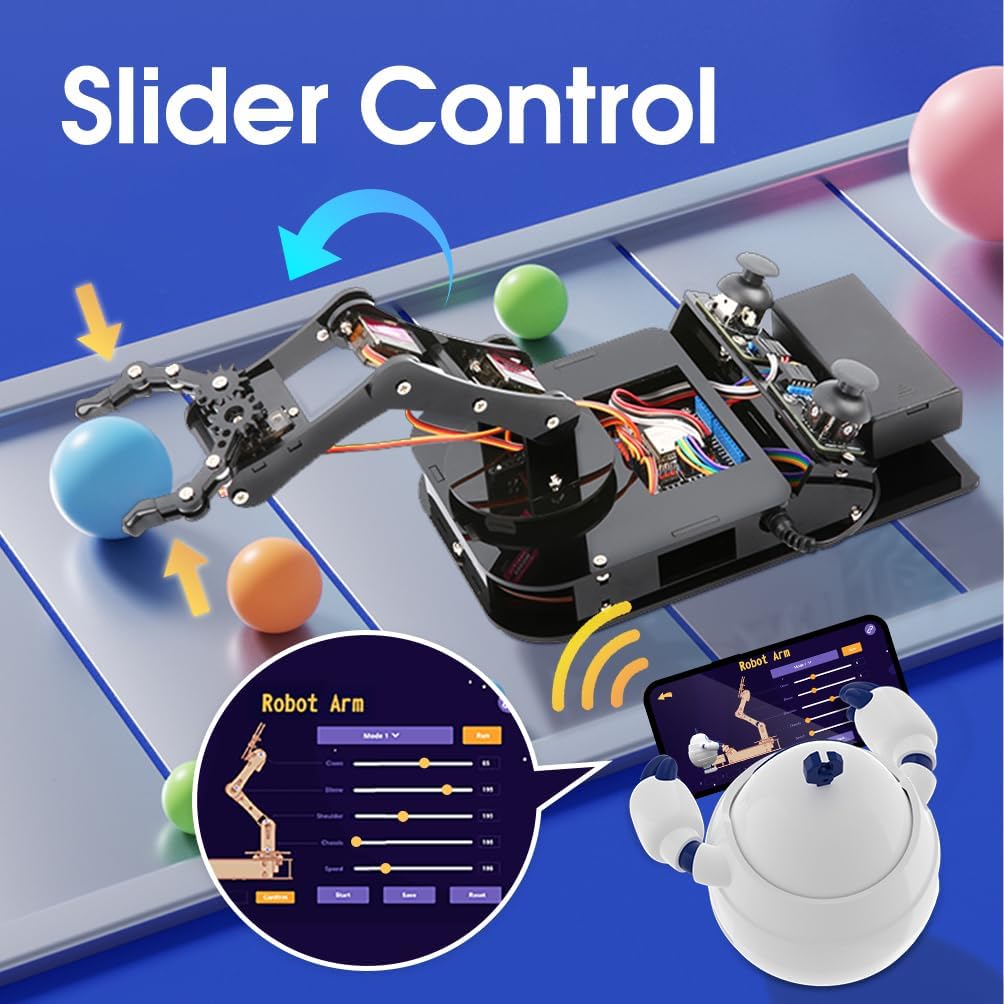 4 DOF ESP32 Robotic Arm Kit for Kids 8-12, Robotics Kit App Remote Control Robot Toys Compatible with Arduino, STEM Educational DIY Robot Arm Kit Gift for Teenagers & Adults