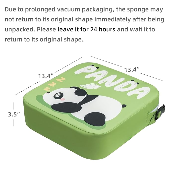 Toddler Booster Seat for Dining Table, Portable Kids Booster Seat with Safety Buckles Portable Increasing Booster Cushion with Non-Slip Bottom (Green Panda)