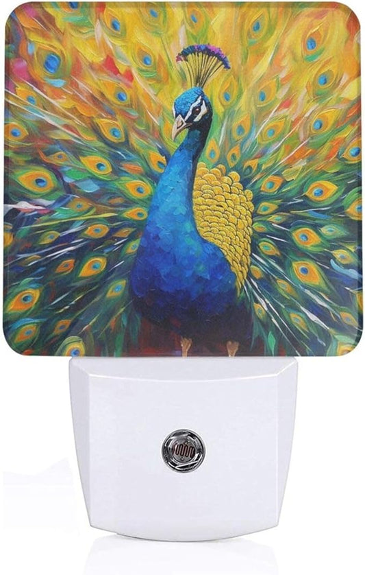 Led Night Light, Abstract Peacock Decorative Plug in Nightlights,with Smart Auto Dusk to Dawn Night Light for Bedroom, Kitchen, Nursery, Bathroom