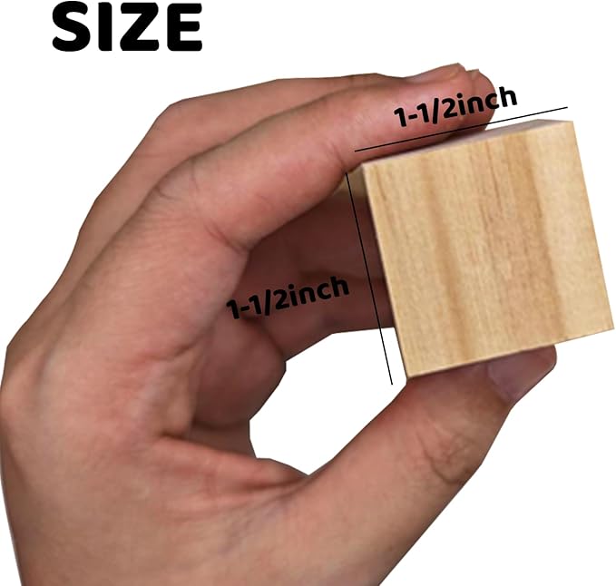 1-1/2 inch Unfinished Wooden Cubes,Pack of 40 Wood Square Blocks, Wood Blocks for Crafting Making & DIY Projects & Decor