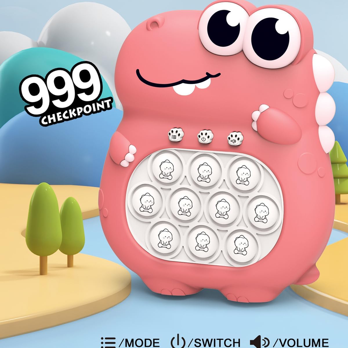 Puzzle Pop Light Up Game Fidget Travel Games /Upgrade Travel Sensory Fidget Toys Popular Handheld Games for Teenagers Anti Anxiety Autism Relief Birthday Party Gift (Pink Dinosaur)