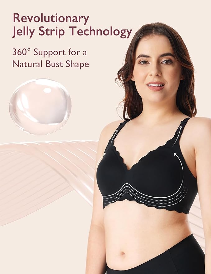 Momcozy Nursing Bras for Breastfeeding, Seamless Pregnancy Maternity Bra Wireless Classic Jelly Strip Support Nursing Bra