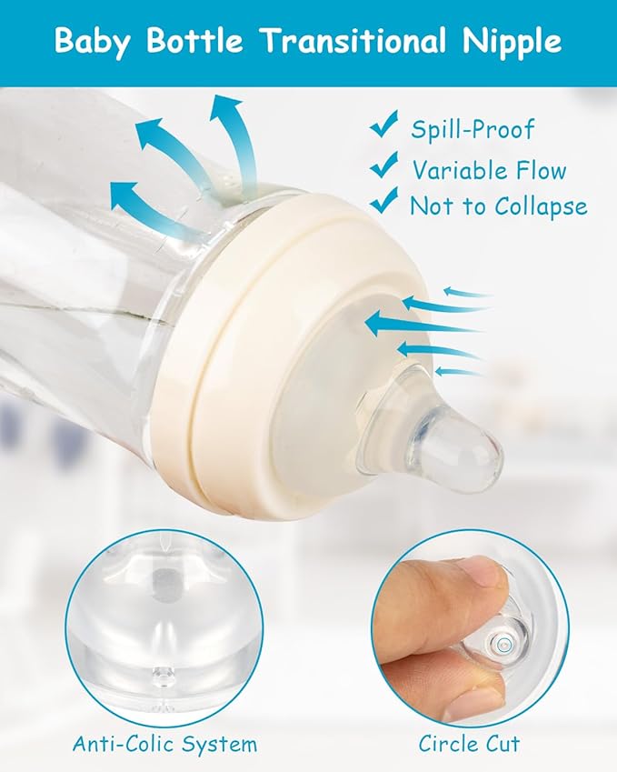 Silicone Nipple for Gulicola Natural Glass Bottle, Large Flow Nipple Level 3, 6 m+, 4 Count