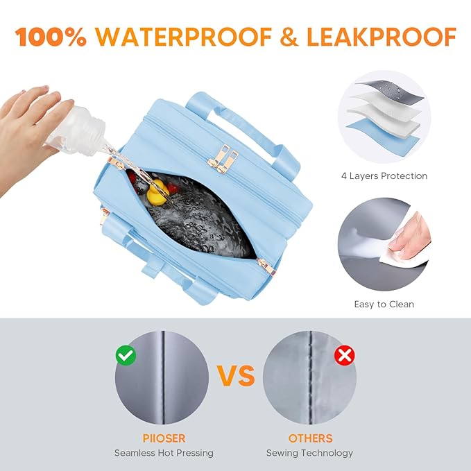PIIOSER Breastmilk Cooler Bag with Ice Pack, Compatible with Wearable Breast Pumps & Accessories - Portable Pumps Carrying Case for Nursing & Working Moms, Blue