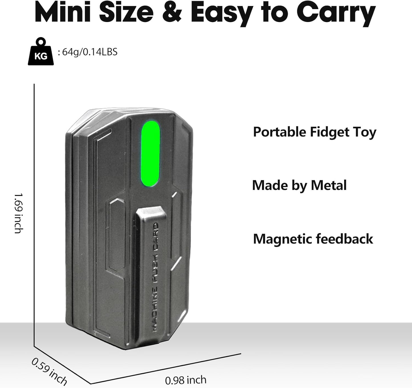 Fidget Slider Mecha Push Card Glow in The Dark Metal Magnetic Haptic Fidget Toys Adults, 3 Layer Push Card for Stress Relief (Green Light)