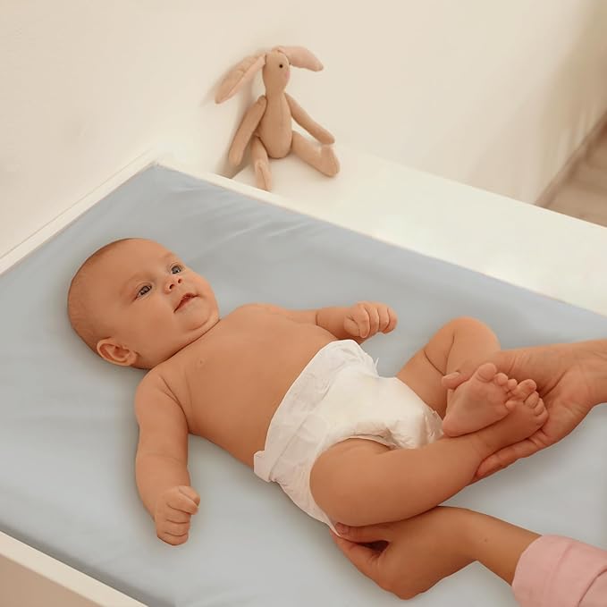 Gllquen Baby Bassinet Sheets 2 Pack, 100% Organic Cotton Bassinet Fitted Sheets for Girls Boys, Soft & Breathable Unisex Baby Mattress Sheet for Standard Bassinets 33"x17"(Blue)