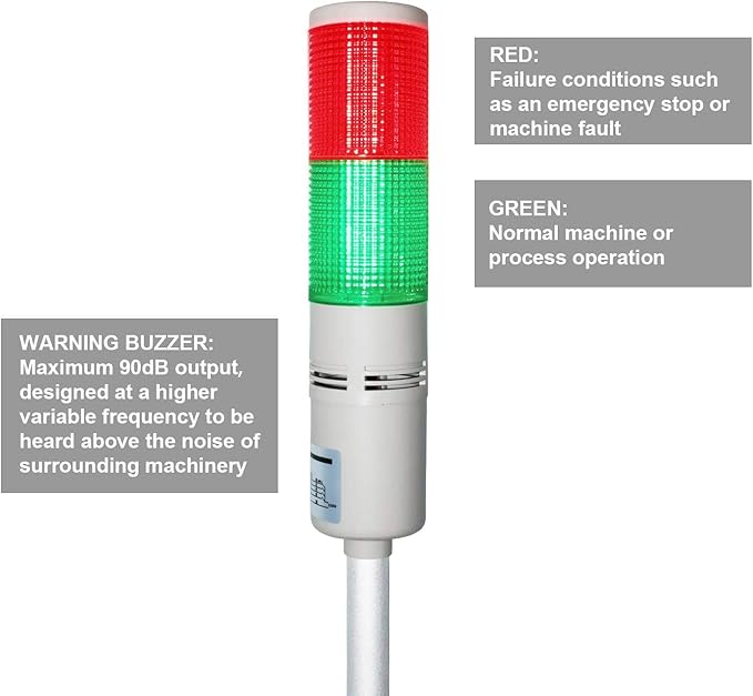 12V LED Tower Stack Lights, Industrial Warning Signal Lights Tower Lamps, Facility Safety Signal Indicator, LED Andon Light (DC 12V/2 Layers/No Sound)