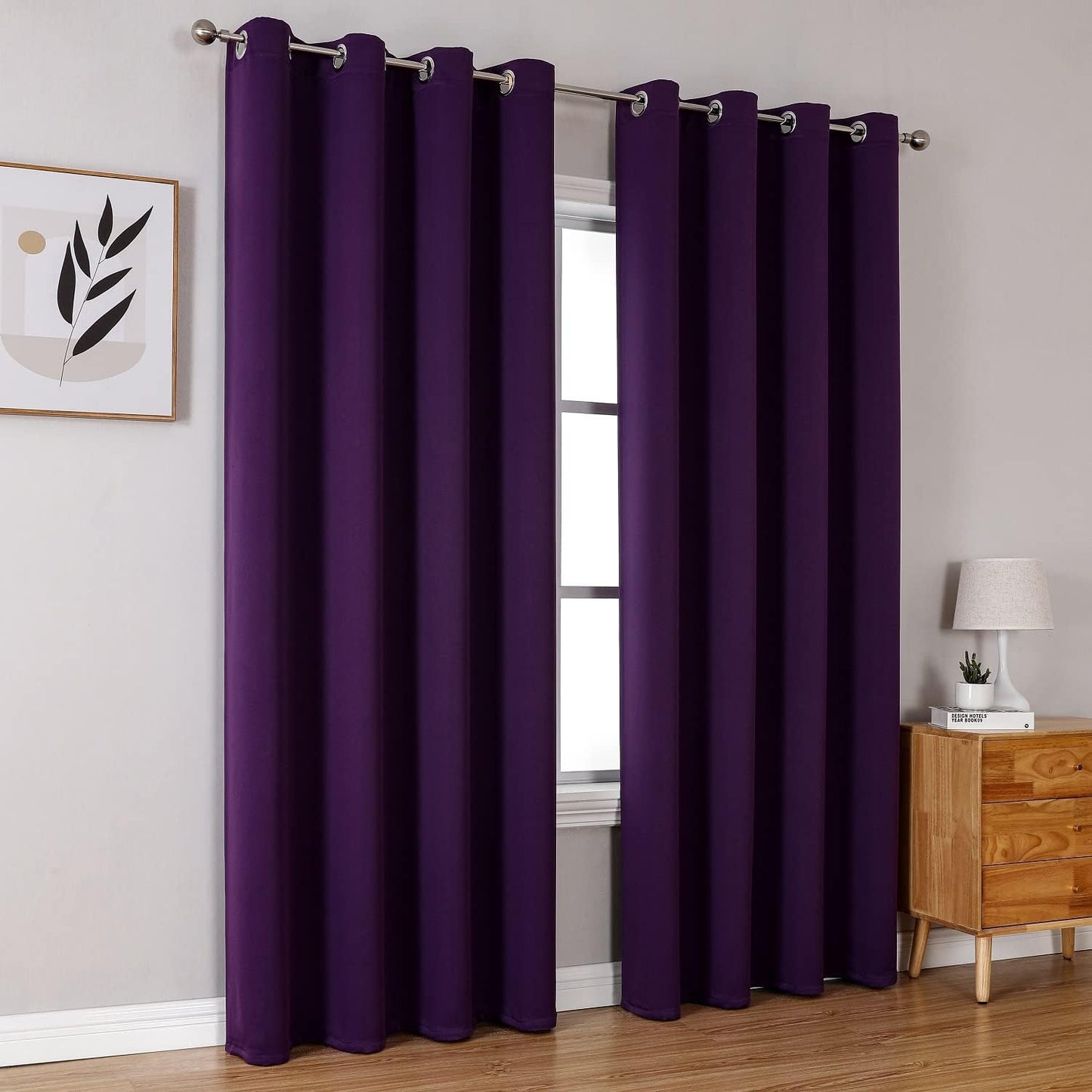 ChrisDowa Grommet Blackout Curtains for Bedroom and Living Room - 2 Panels Set Thermal Insulated Room Darkening Curtains (Royal Purple, 52W x 84L)