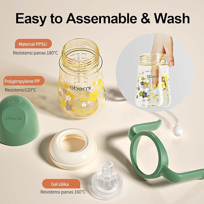 PPSU No Spill Sippy cups,Weighted Straw Toddler Water Bottle with Handle,Spill Proof Toddler Cup with Leakproof Spout for Baby 6-12 Months and Toddlers 1-3 (8 Ounce, Green, 3 Pack)