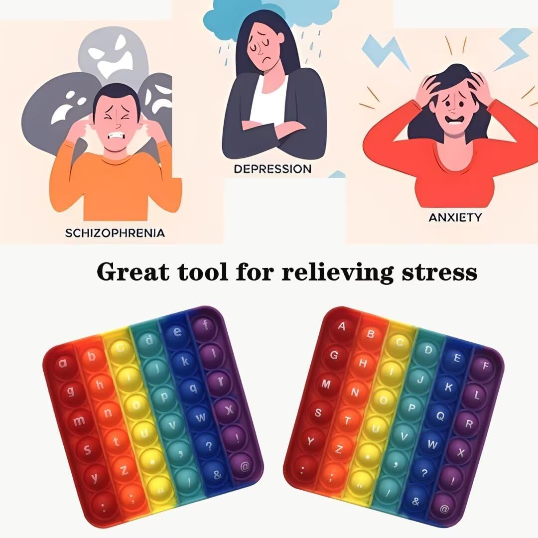 Alphabet Poppers (2 Pack) Fidgety Toy, ABC Letter Learning & Educational Popper Uppercase Lowercase Matching Game, Stress Relief Sensory Popping Game, Preschool Montessori Toy for Classroom