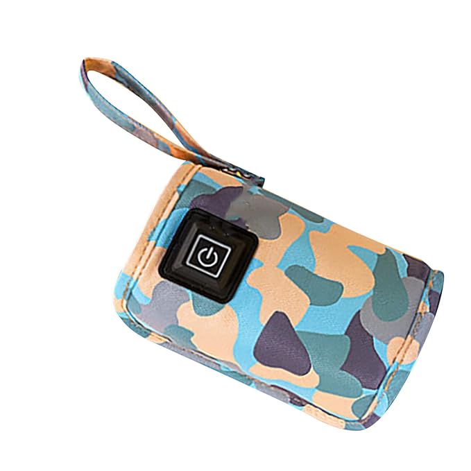 USB Milk Bottle Warmer Bag Size Temperature Adjustable Portable Feeding Bottle Warmer 5V 2A (Blue)